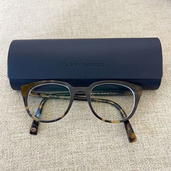 Warby Parker Eyeglasses Tortoise Frames Case Chelsea 252  48-19-145 Eyewear - Picture 1 of 7